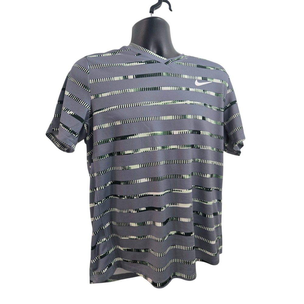 Nike Dri-Fit‎ Men's Large Soccer Training Jersey - Gray/Green Striped